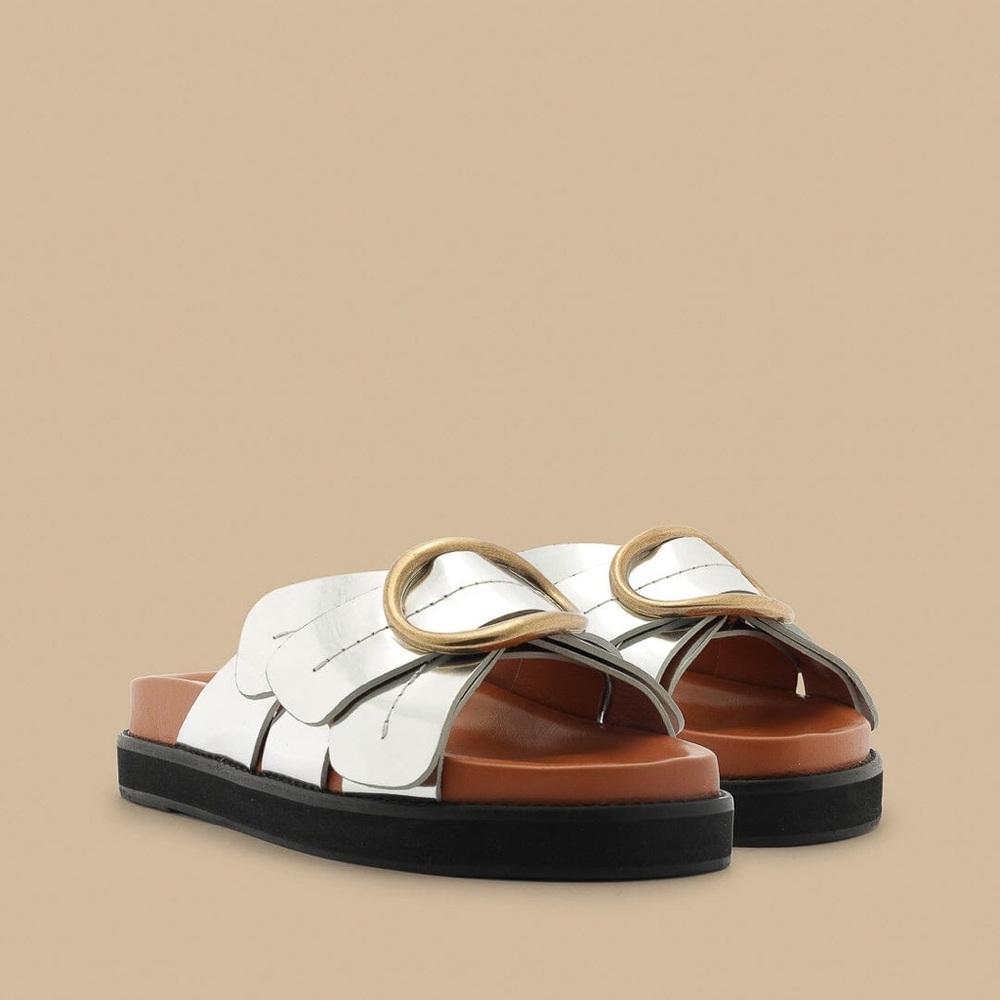 FARM Rio White and Gold Sandals